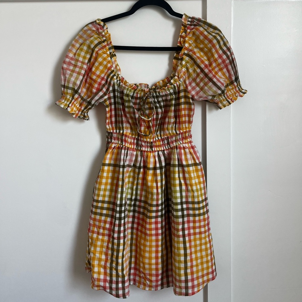 Aerie Colorful Plaid Midi Dress